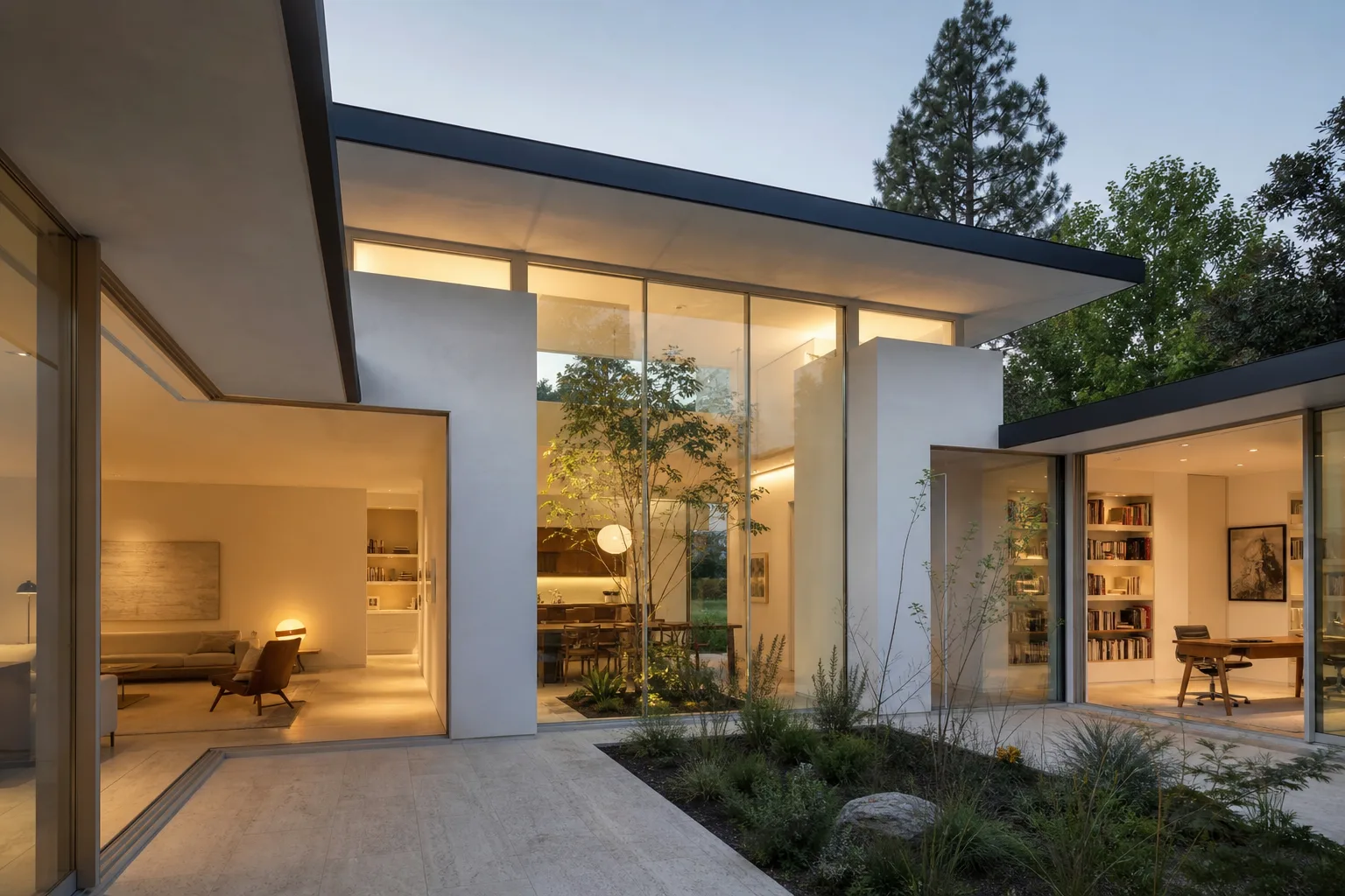 Photoreal exterior rendering — Atrium House
