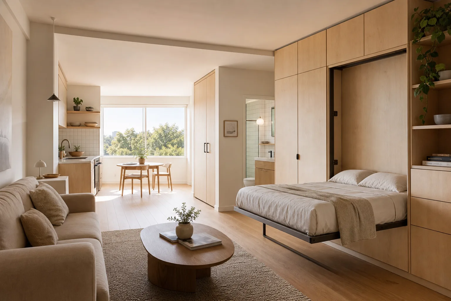 Photoreal interior rendering — Compact Bedsit