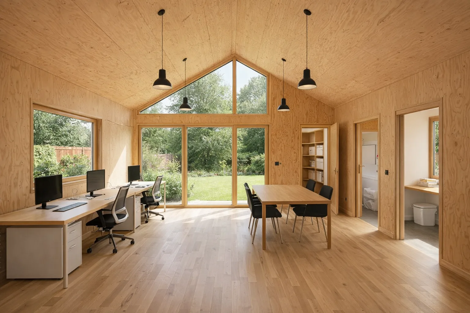 Photoreal interior rendering of Garden Office, generated from its floor plan